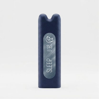 svā nidra (Sleep) essential oil inhaler by svāroma on a white background, a pocket-sized inhaler for unwinding before bed